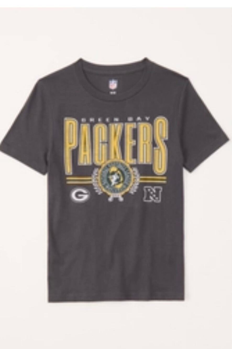 NWT Abercrombie & Fitch Boys NFL green bay packers graphic tee DARK GREY 9/10